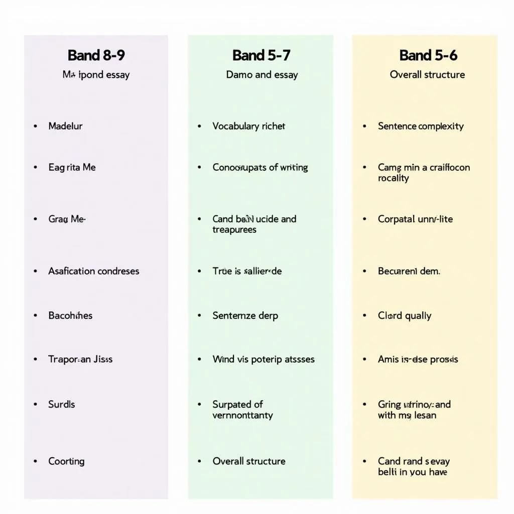 Comparison of essay quality across band scores