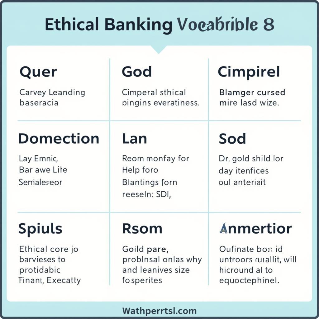 Key vocabulary for ethical banking practices