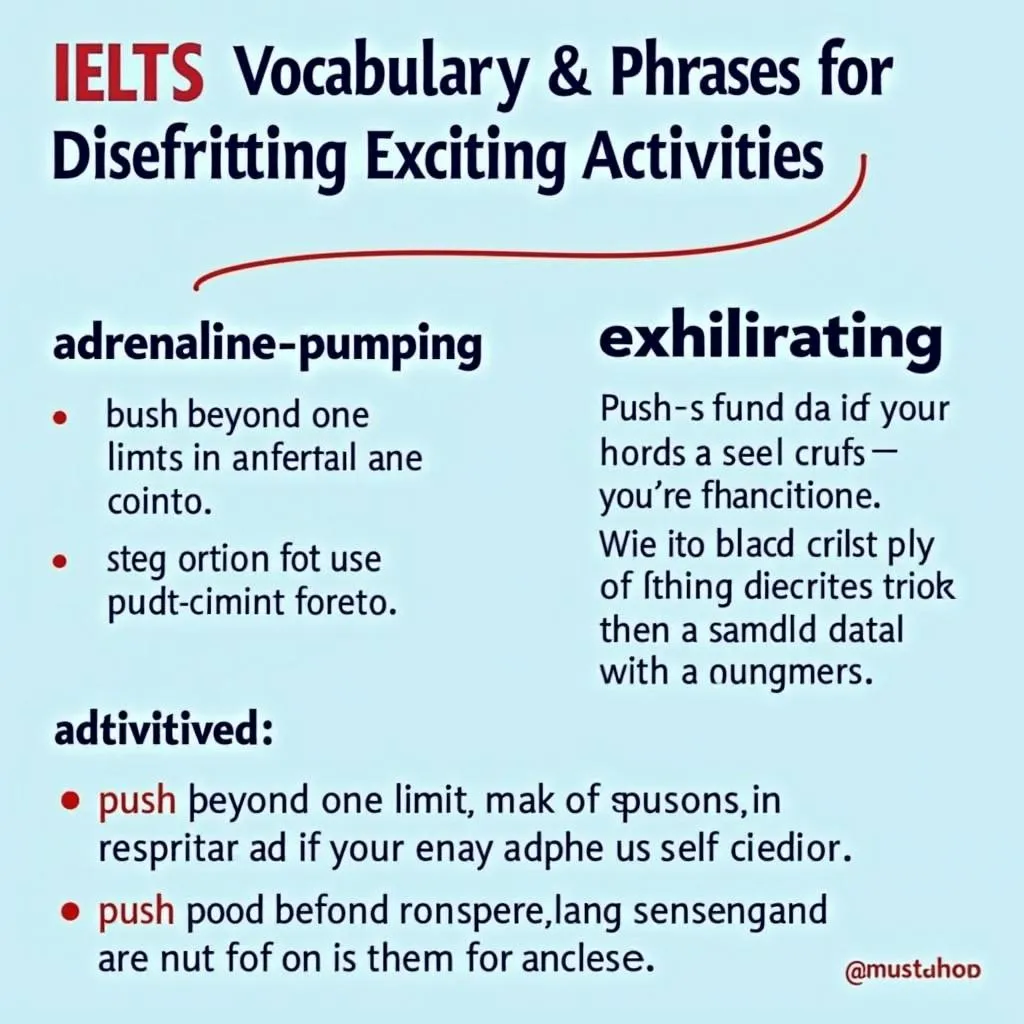 Key vocabulary for describing exciting activities in IELTS