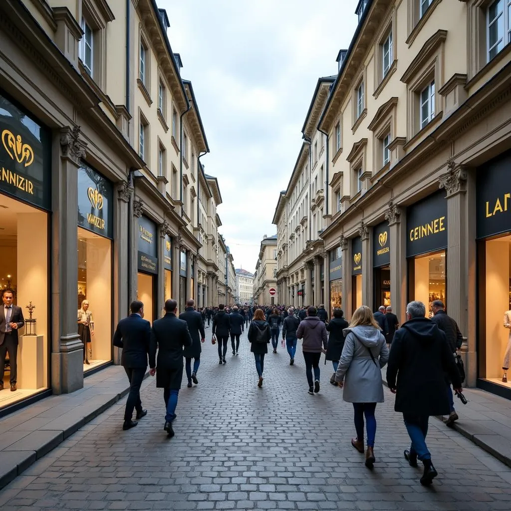 Expensive shopping district in Geneva, Switzerland