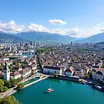 Expensive Zurich cityscape with lake