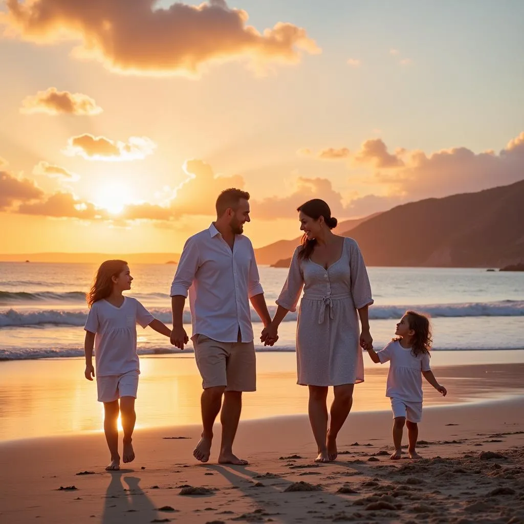 Family enjoying a beach vacation