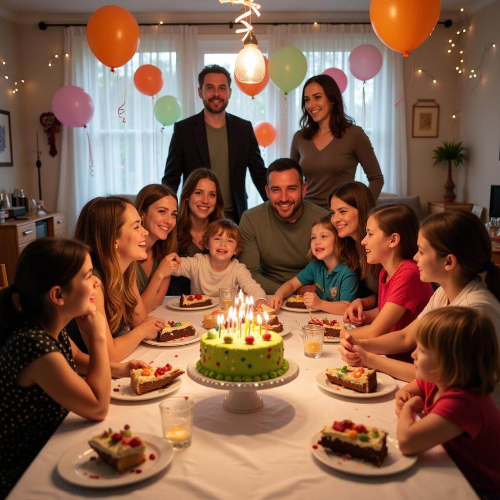 Family celebrating a birthday party