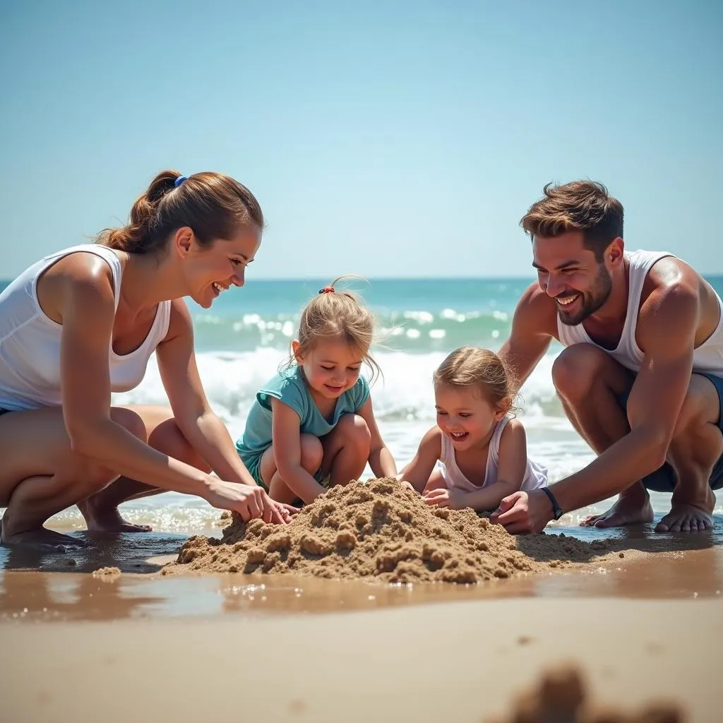 Family enjoying a special day at the beach