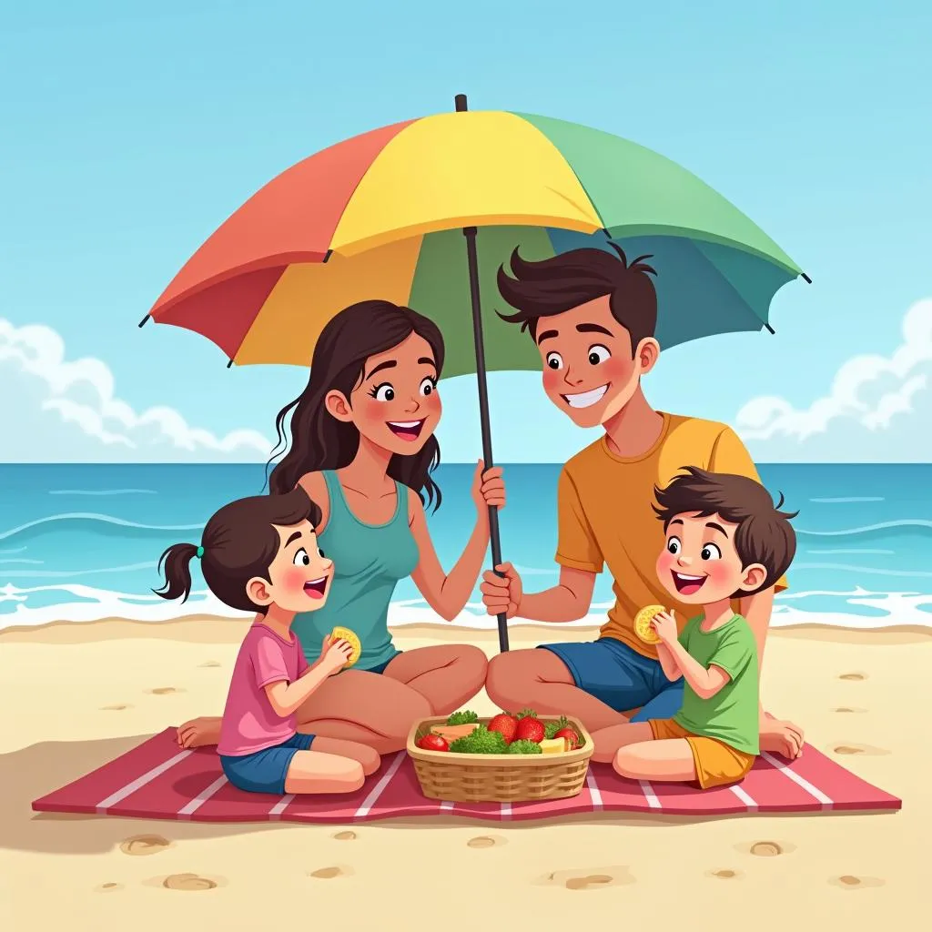 Family enjoying a memorable day at the beach