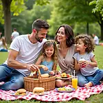 Family enjoying a picnic in a park