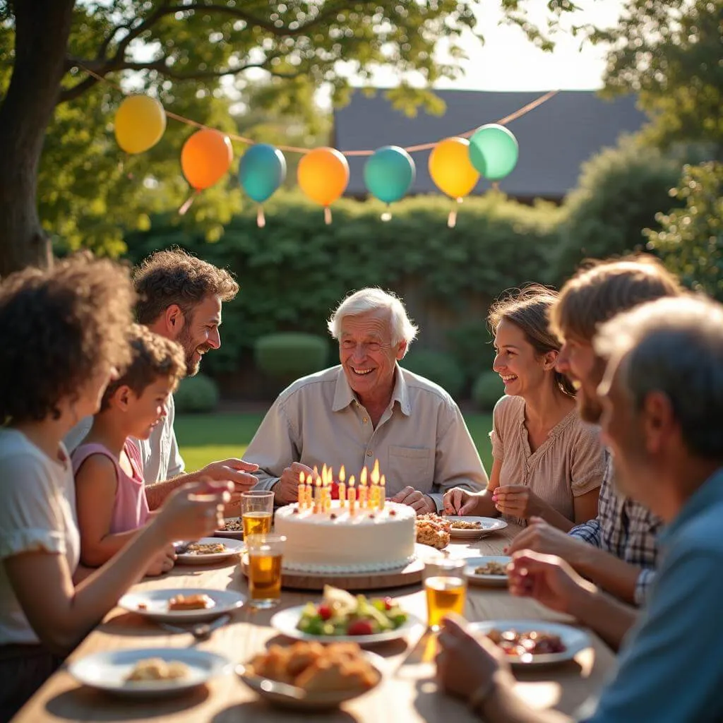 Family gathering for grandfather's 80th birthday