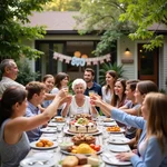 Joyful family gathering for grandmother's birthday