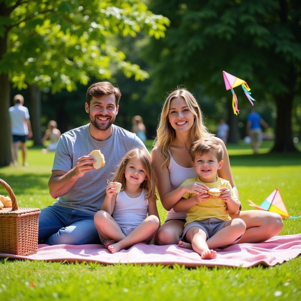 Family enjoying a picnic in the park