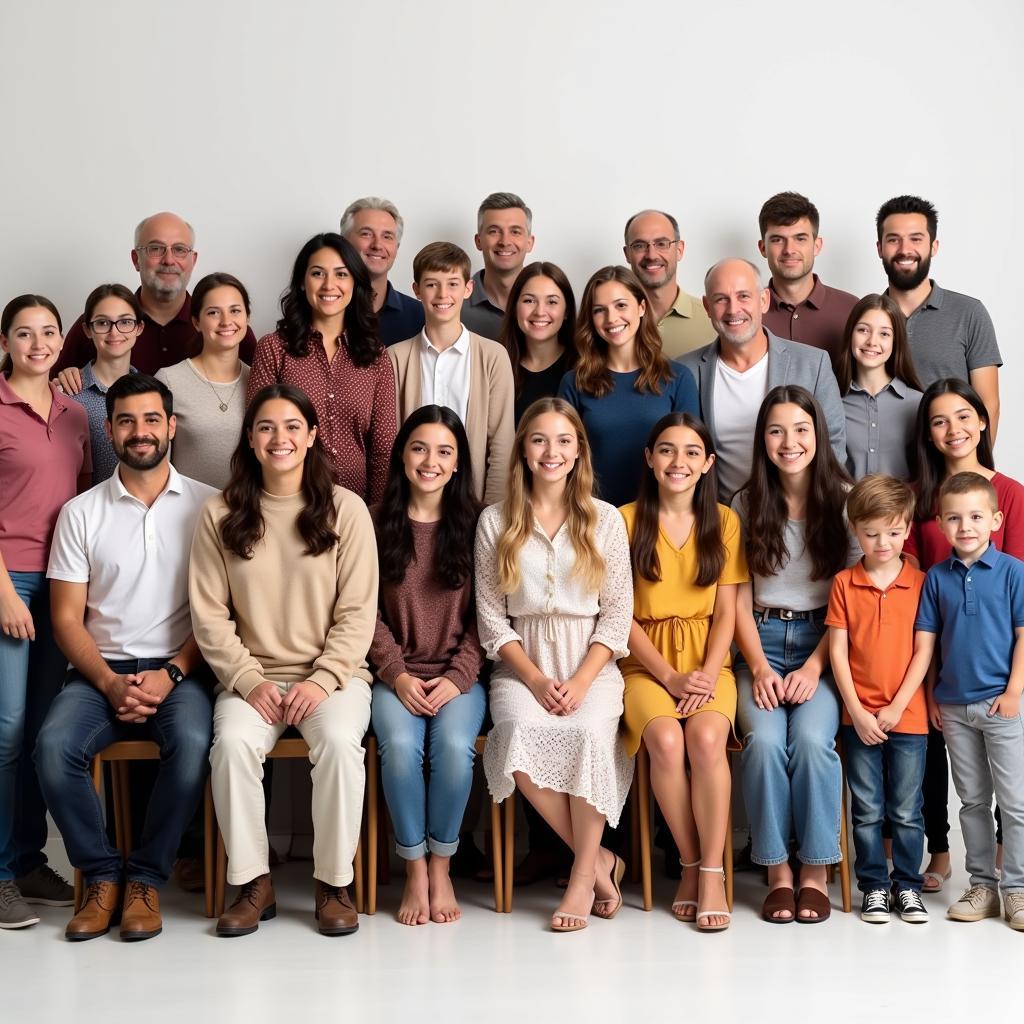 Family reunion multi-generational group photo