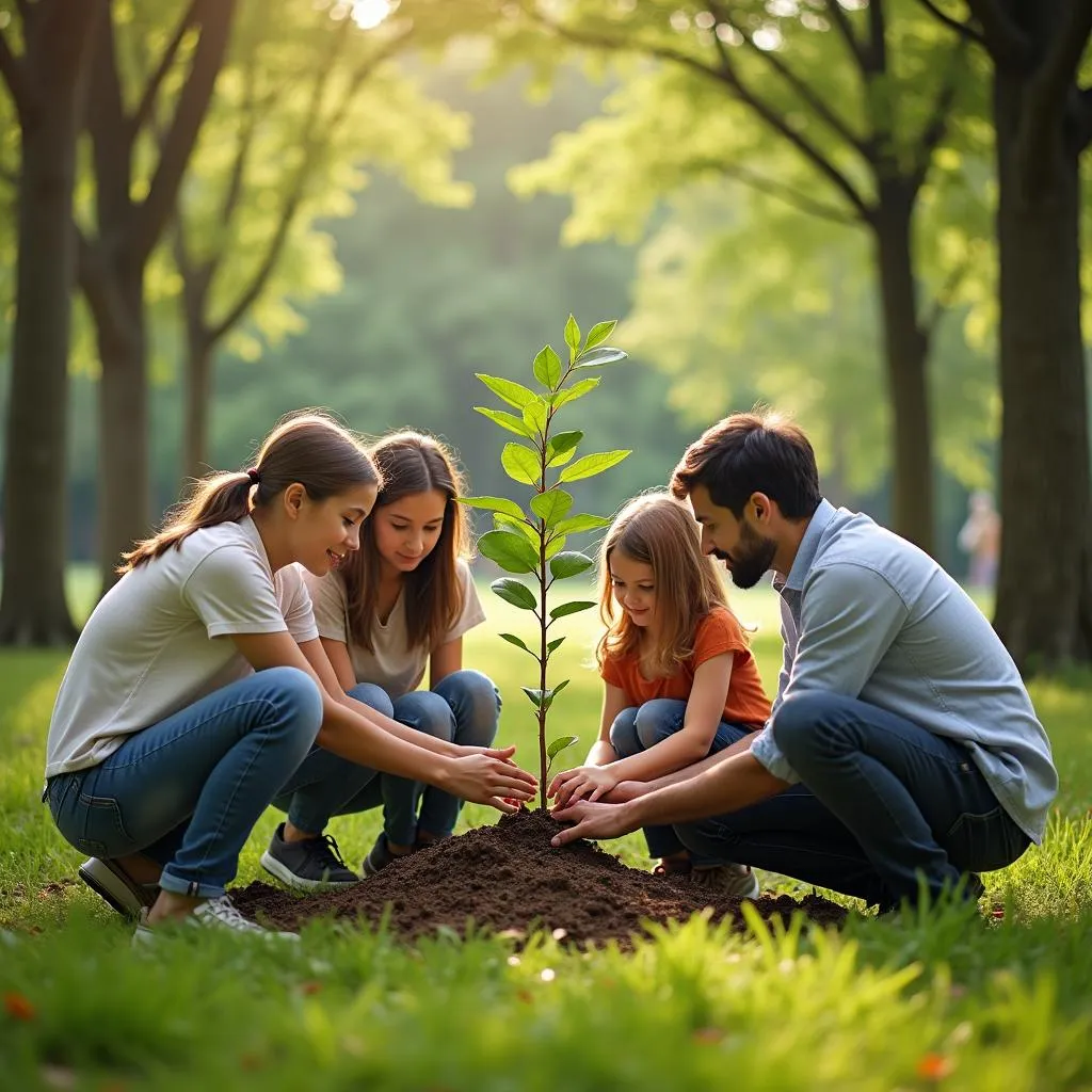 Family tradition of tree planting