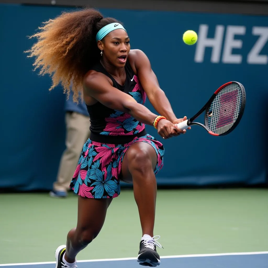 Serena Williams on tennis court