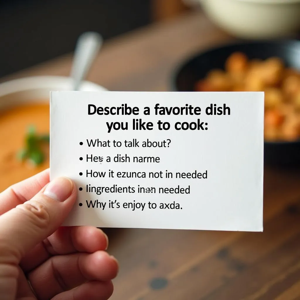 IELTS Speaking cue card about favorite dish to cook