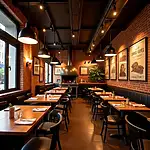 Cozy interior of La Trattoria Italian restaurant