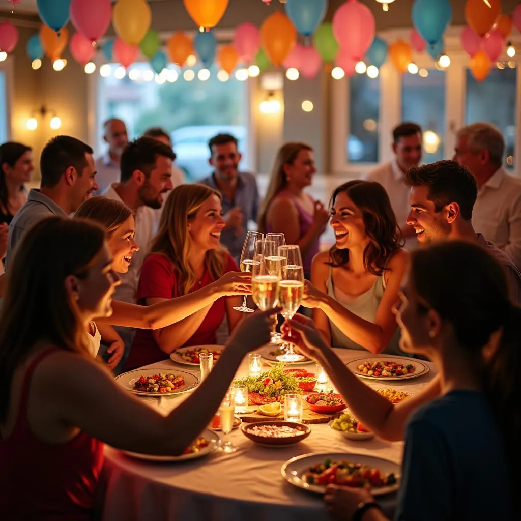 Festive revelry at a celebration party