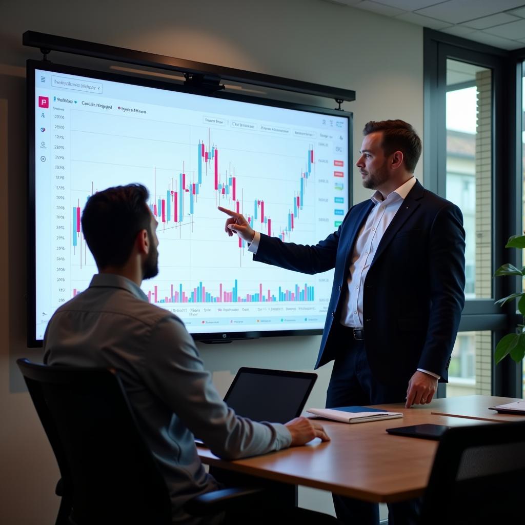 Financial advisor explaining investment chart to client