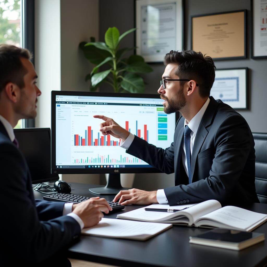 Financial advisor explaining investment strategies to a client