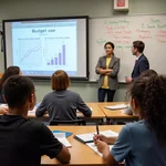 Students learning financial management in school