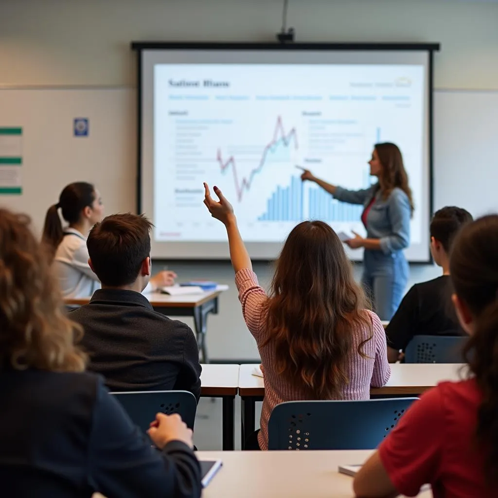 Students learning about personal finance in a classroom