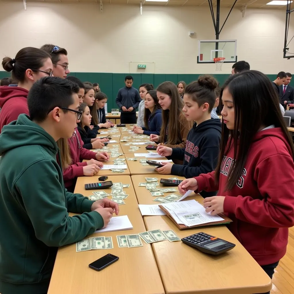 Students applying financial literacy skills in real-world scenario