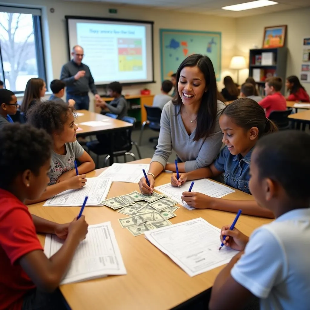 Students participating in a financial literacy workshop