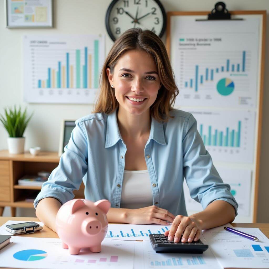 A person planning finances with charts and calculator