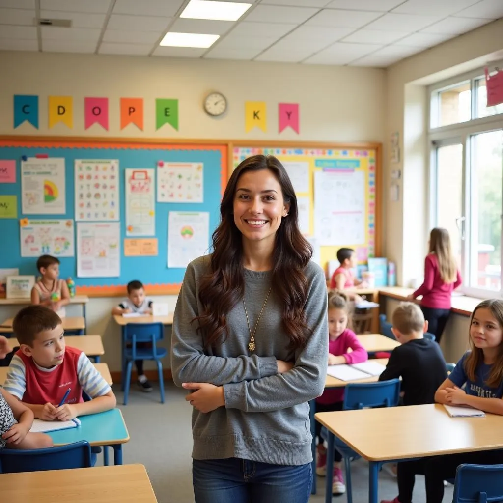 Colorful elementary school classroom