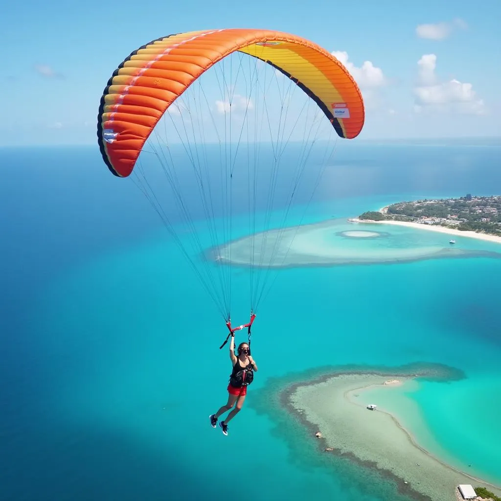 First-time parasailing experience over coastal waters