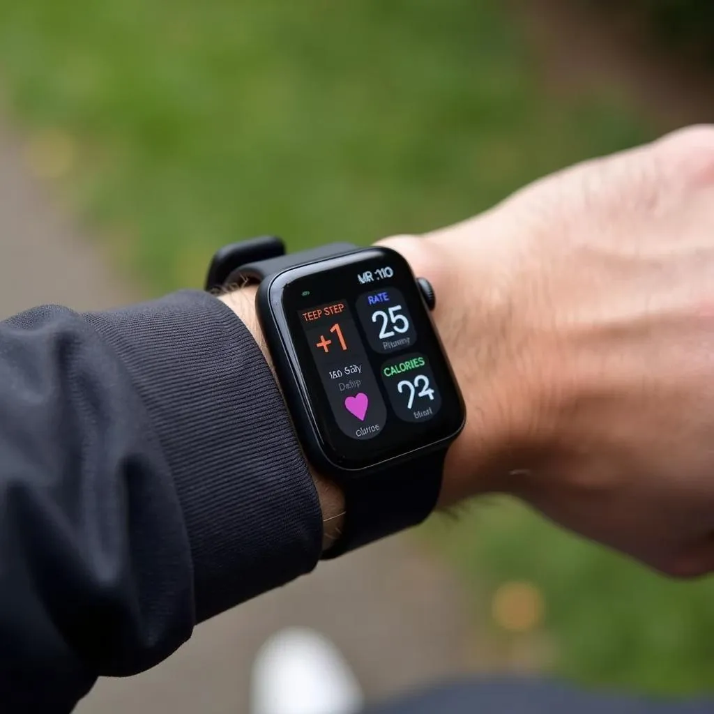 Person using smartwatch to track fitness progress