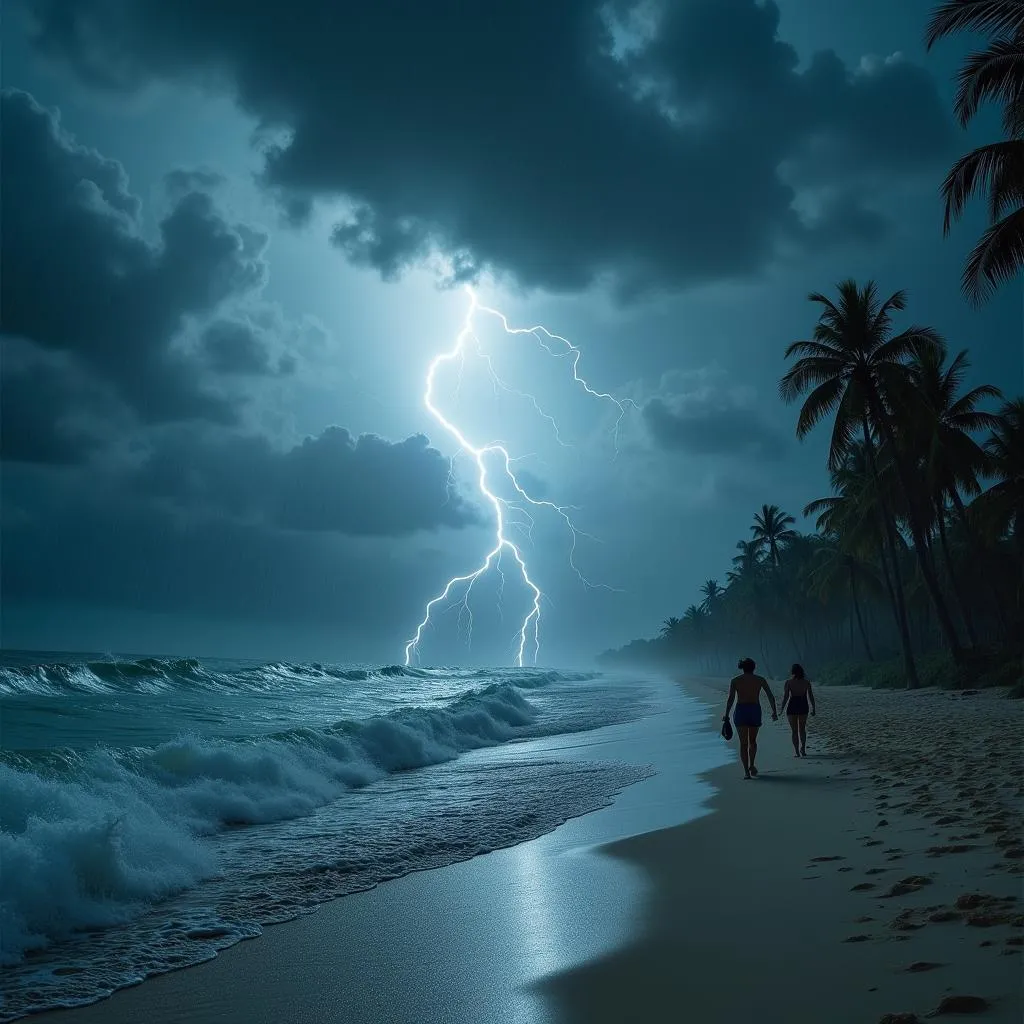 Intense tropical storm during Florida beach vacation