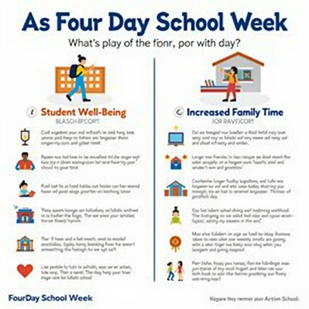 Four-day school week benefits and drawbacks infographic