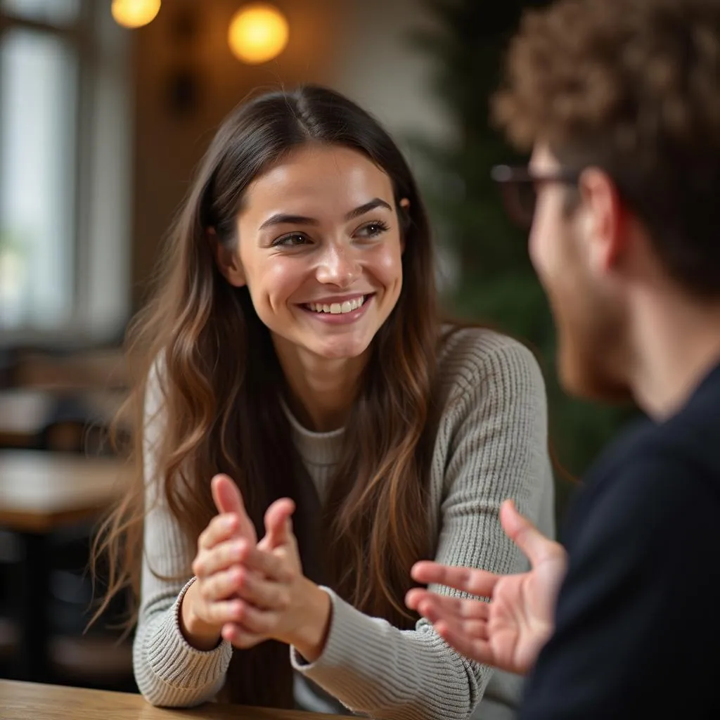 Friend being an attentive listener in conversation