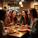 Friends enjoying a meal at an Italian restaurant