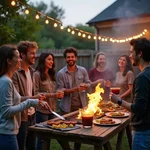 Friends enjoying a backyard barbecue gathering