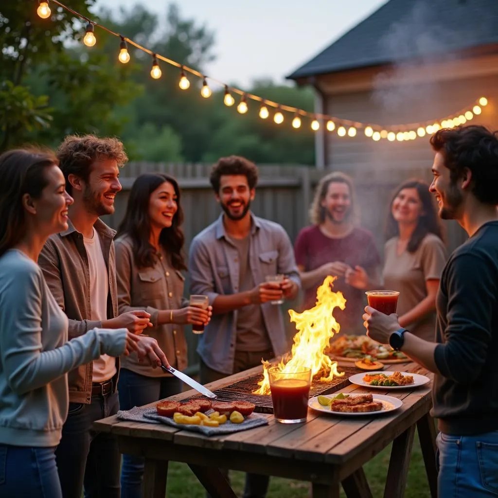 Friends enjoying a backyard barbecue gathering