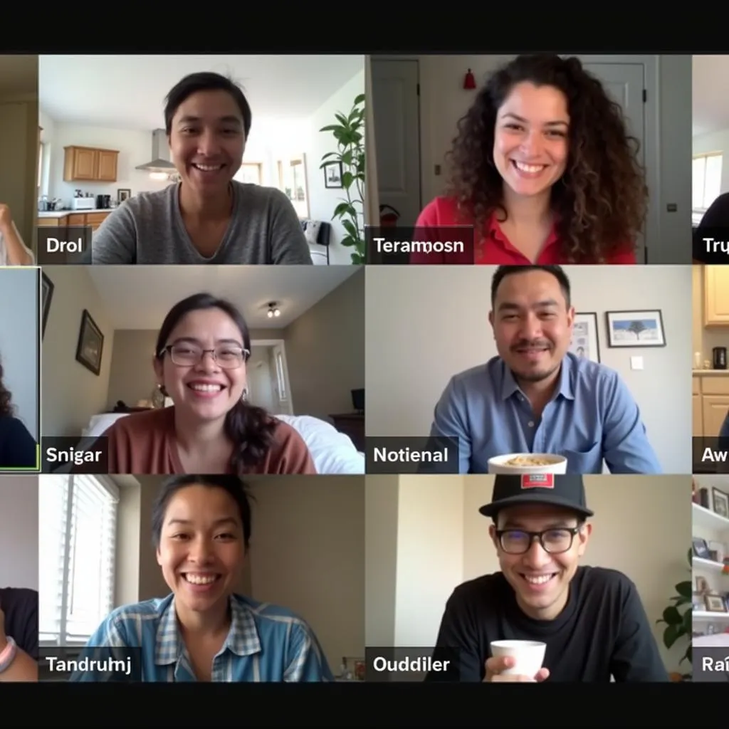 Friends in a virtual meeting, diverse group