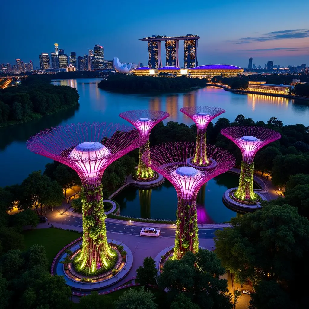 Aerial view of Gardens by the Bay in Singapore