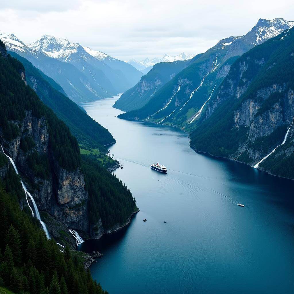 Aerial view of Geirangerfjord, Norway