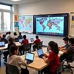 Global collaborative learning classroom with technology