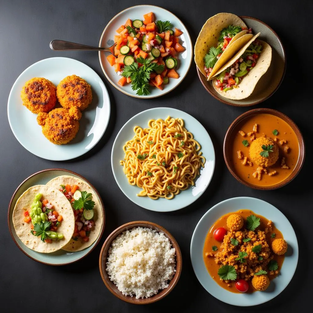 Fusion of global cuisines on a table