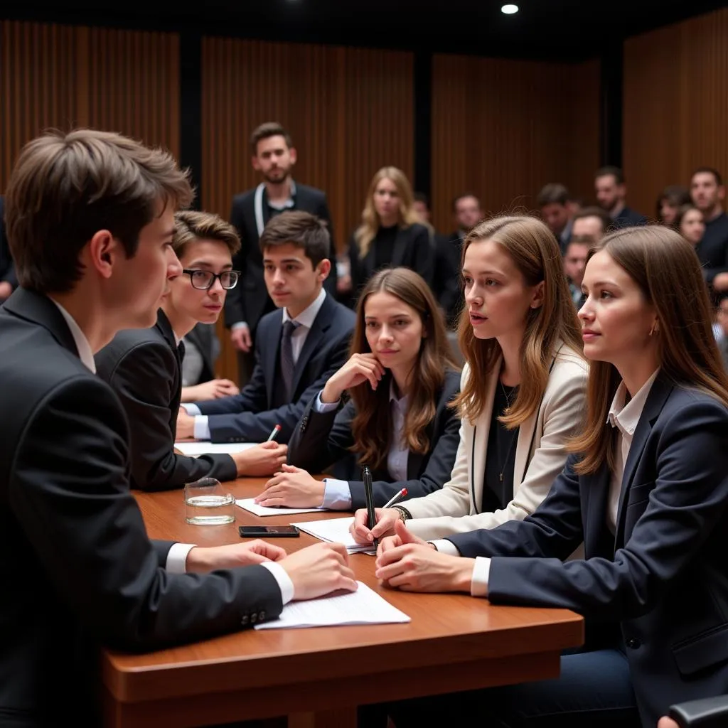 Students Participating in a Global Debate Competition