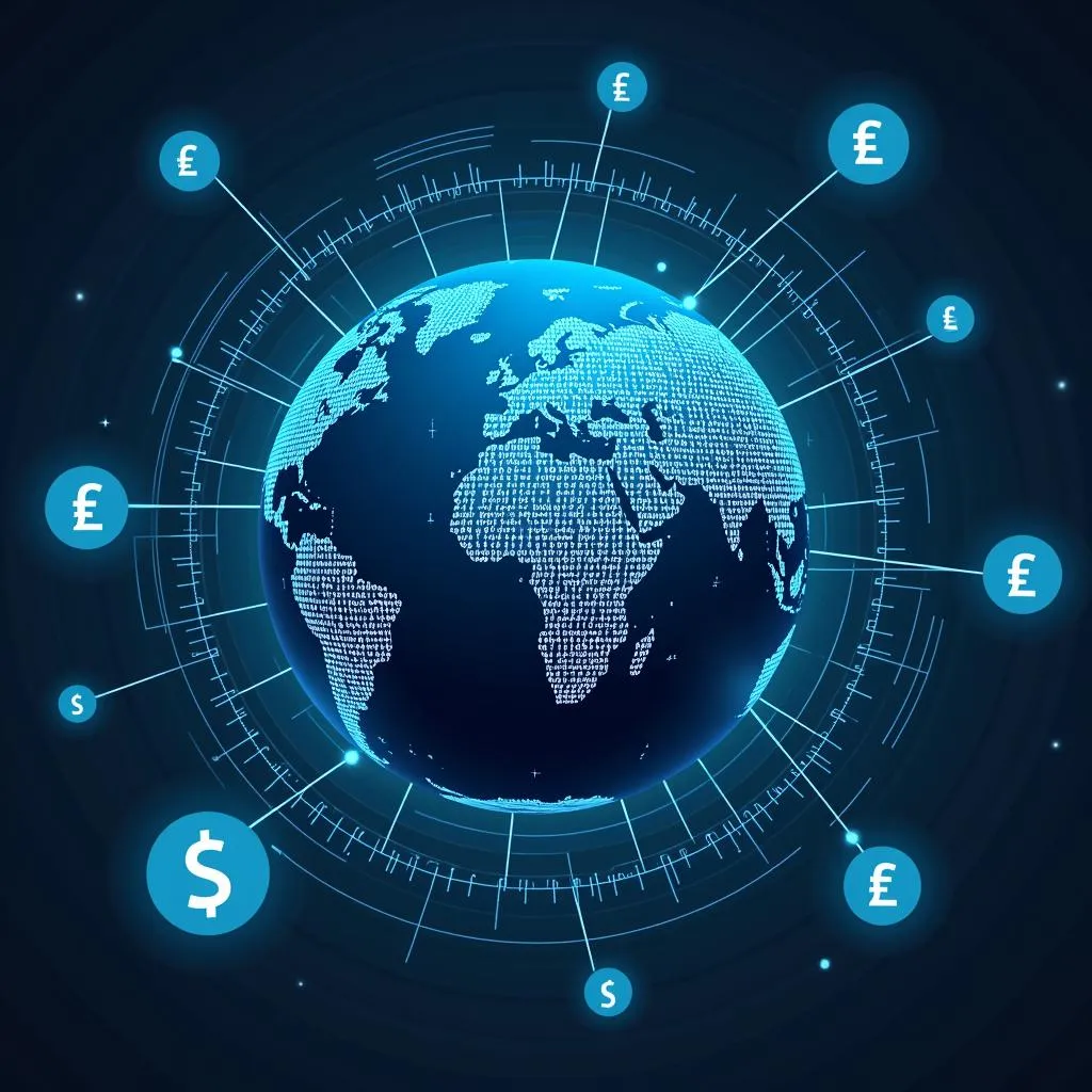 Global digital currency concept illustration