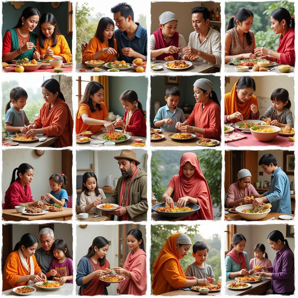 Global family traditions collage