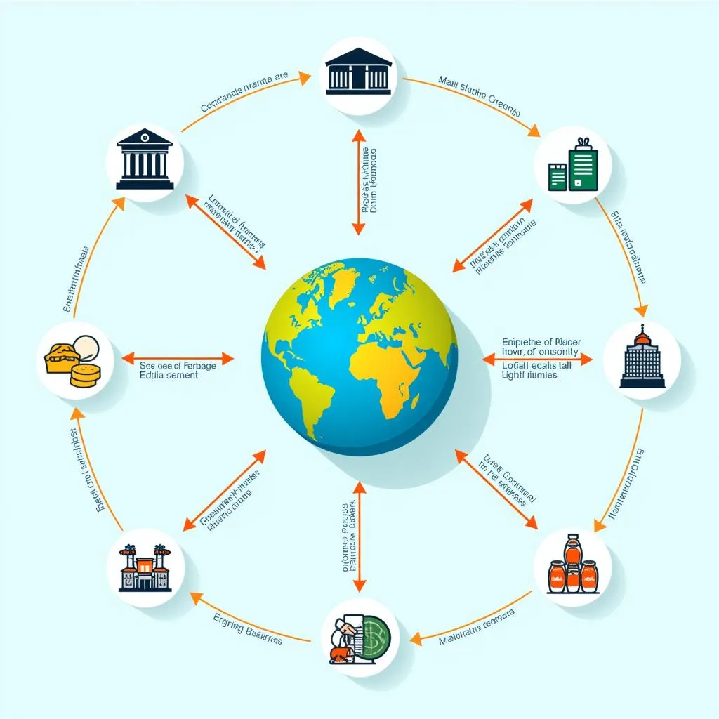 Illustration of global financial markets and domestic economies interaction