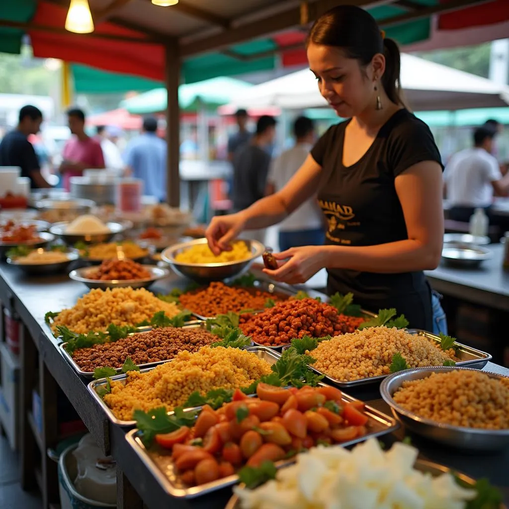 Fusion of global and local cuisines in a market