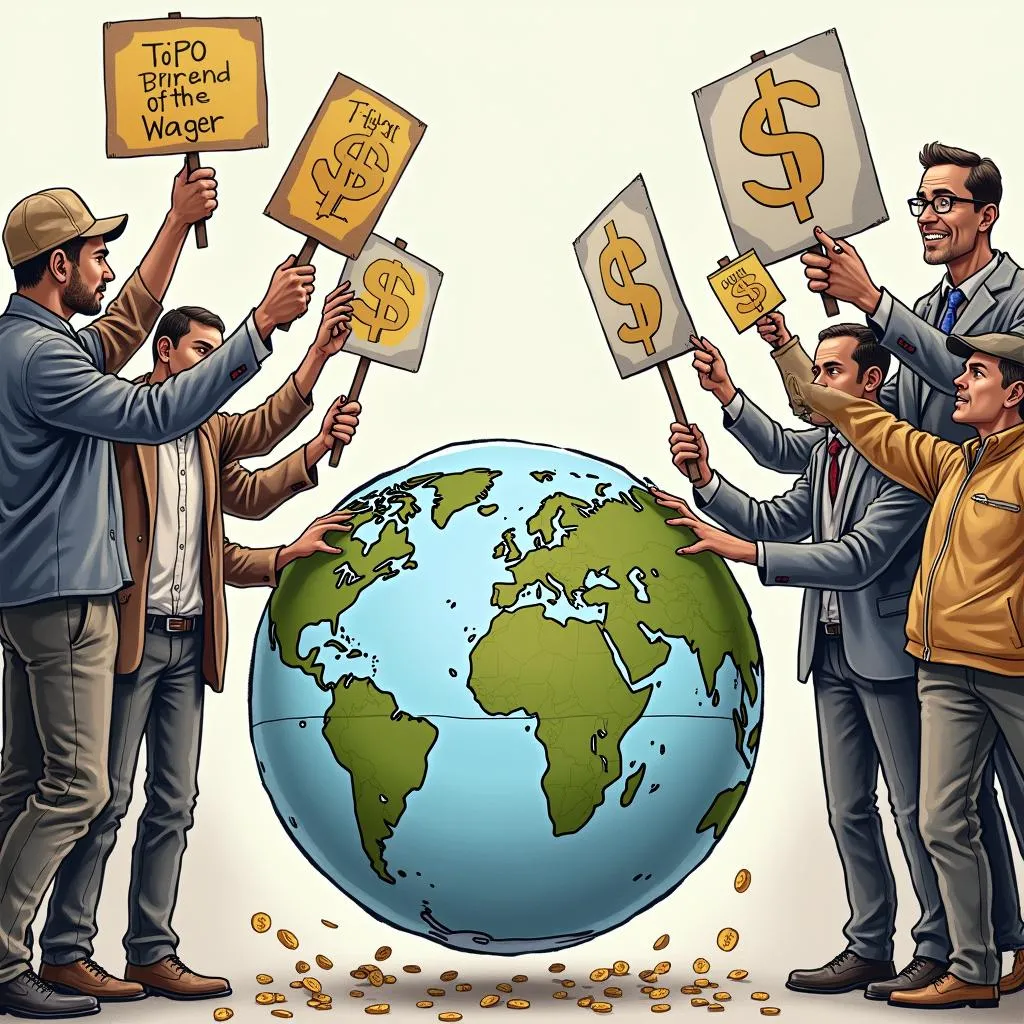 Global minimum wage debate illustration