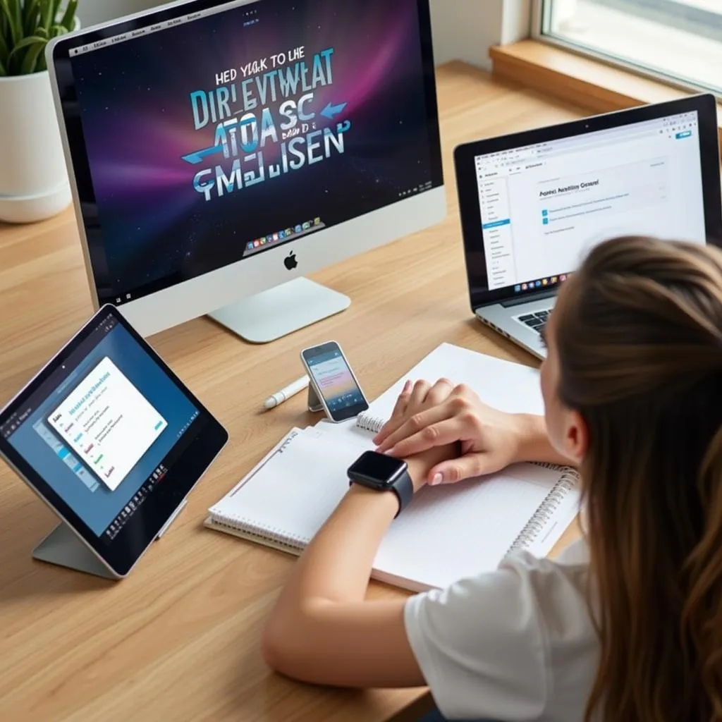 Person using multiple devices for goal tracking