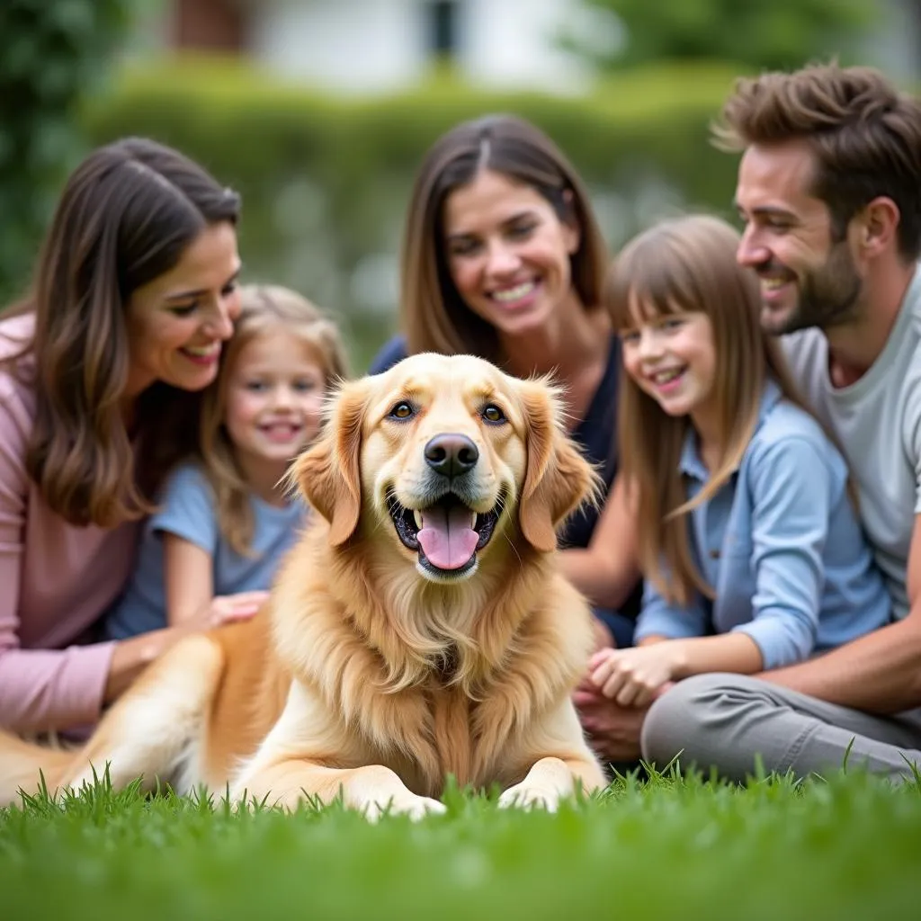 Golden retriever as a loving family pet