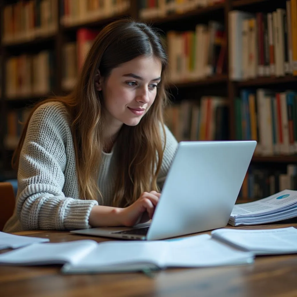 A graduate student deeply immersed in research on sustainable development