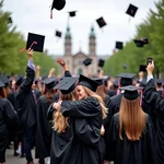 Graduation celebration at university campus